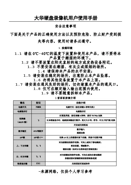 大华硬盘录像机用户使用手册