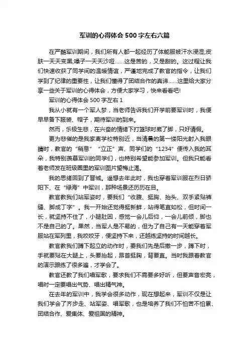 军训的心得体会500字左右六篇