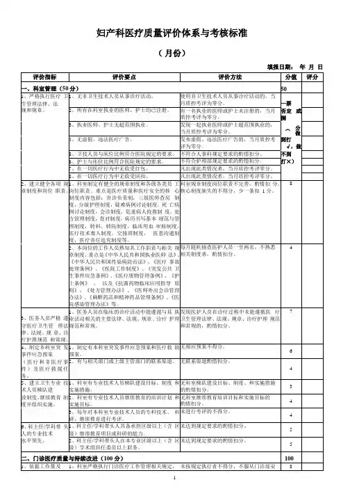 妇科质控标准