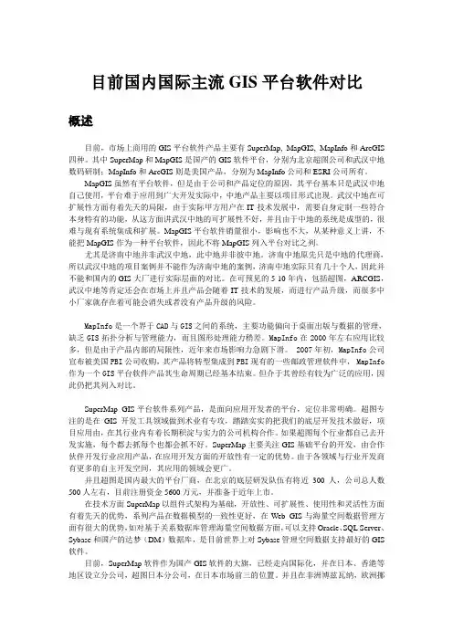 目前国内国际主流GIS平台软件对比