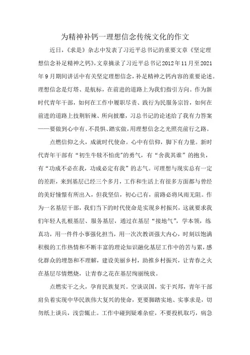 为精神补钙一理想信念传统文化的作文