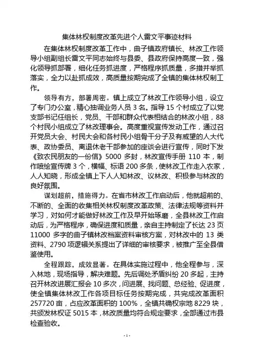 林改先进个人事迹材料