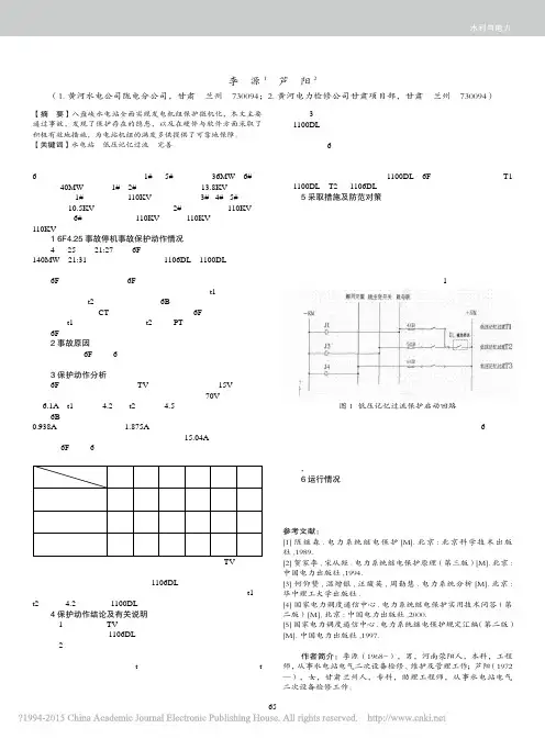 水电站发电机低压记忆过流保护完善____李源