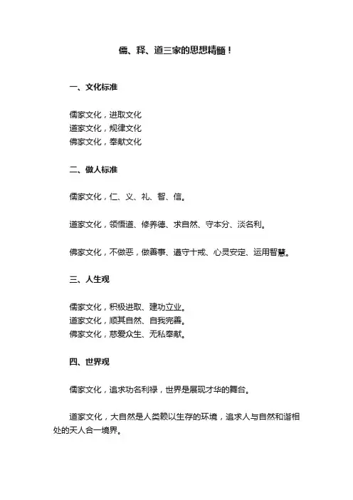儒、释、道三家的思想精髓！