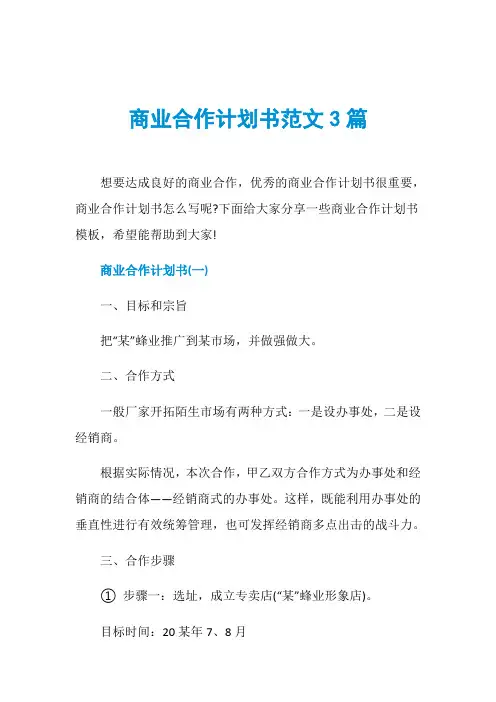 商业合作计划书范文3篇