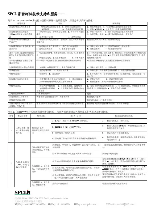 电极加湿系统常见故障附表