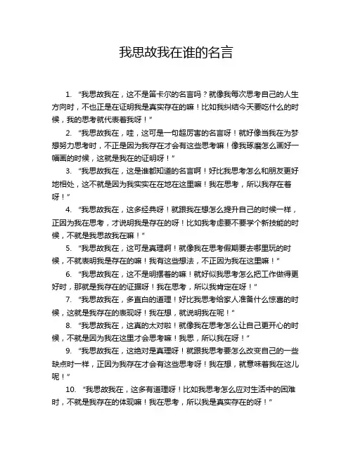 我思故我在谁的名言