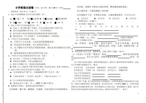 2013年小升初语文考试试卷