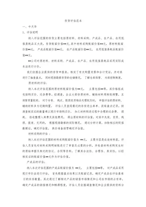 存货评估范本