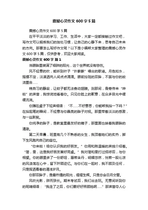 震撼心灵作文600字5篇