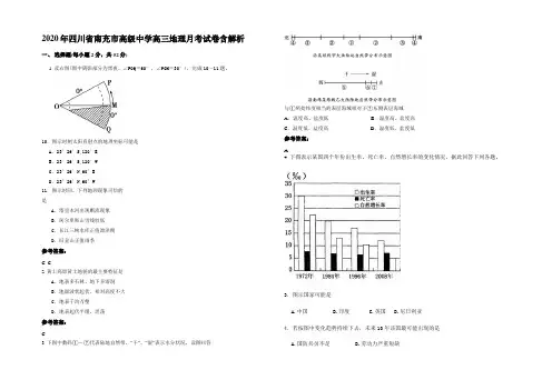 2020年四川省南充市高级中学高三地理月考试卷含解析