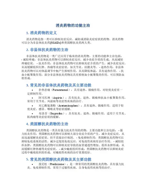 消炎药物的功能主治