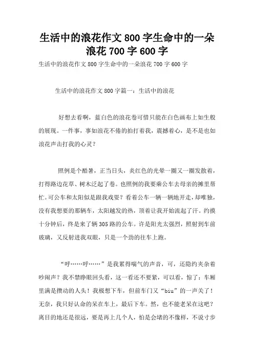 生活中的浪花作文800字生命中的一朵浪花700字600字