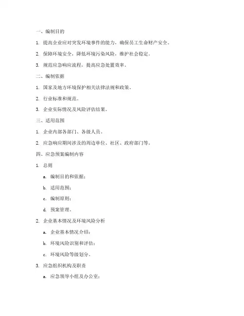 环境应急预案编制要点
