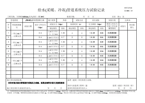 管道系统压力试验记录54