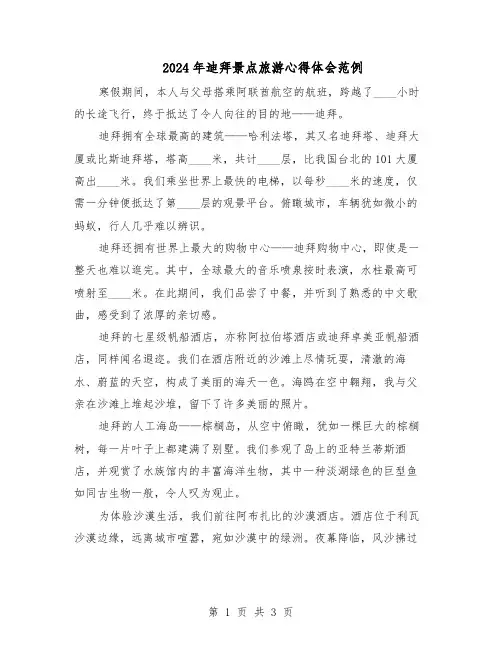 2024年迪拜景点旅游心得体会范例（二篇）