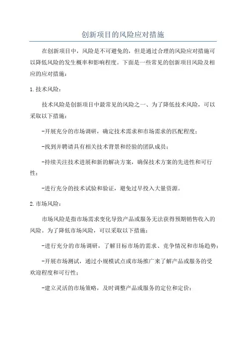 创新项目的风险应对措施