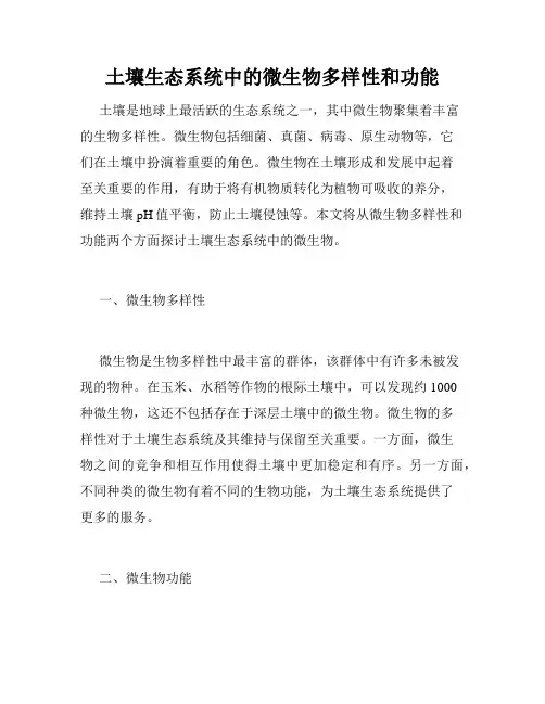 土壤生态系统中的微生物多样性和功能