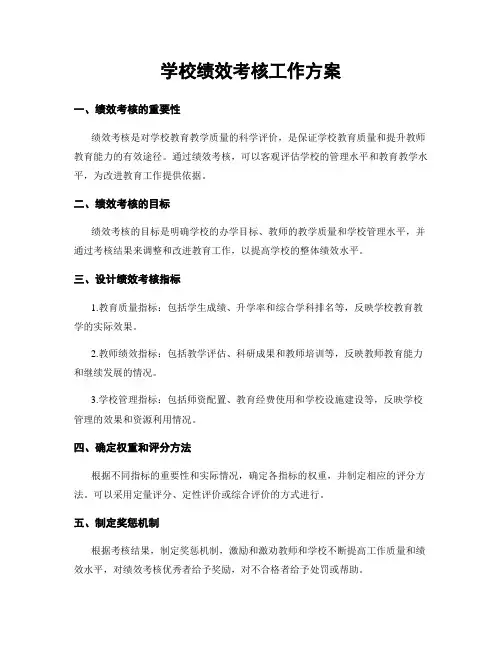 学校绩效考核工作方案