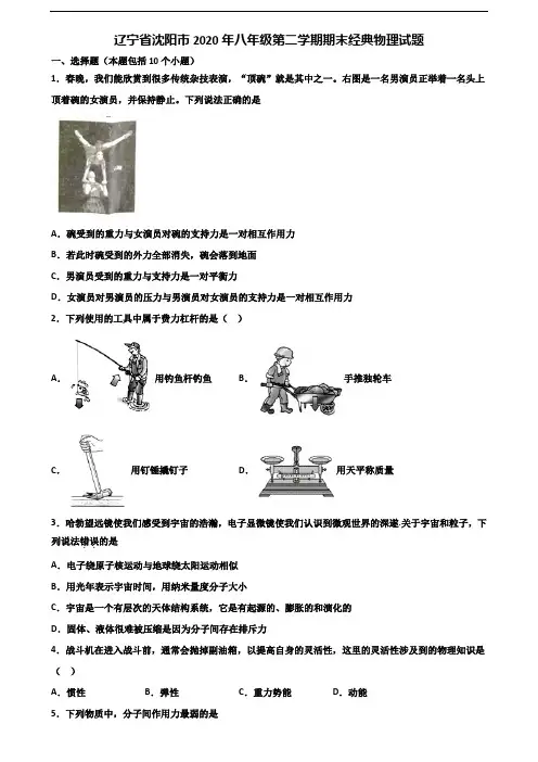 辽宁省沈阳市2020年八年级第二学期期末经典物理试题含解析