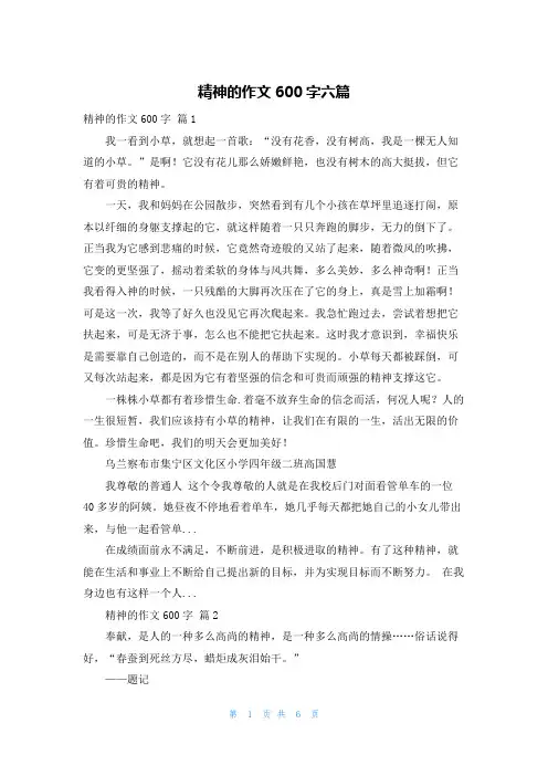 精神的作文600字六篇