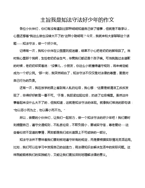 主旨我是知法守法好少年的作文