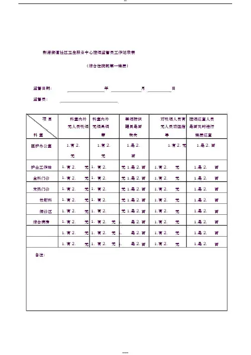 控烟监督员巡查员工作记录表