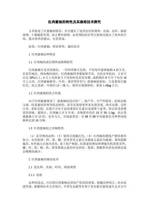 红肉蜜柚的特性及其栽培技术探究