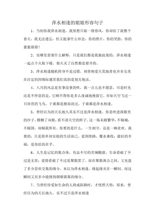萍水相逢的姐姐形容句子