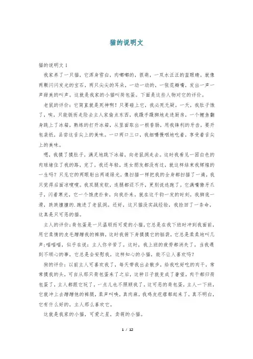 猫的说明文