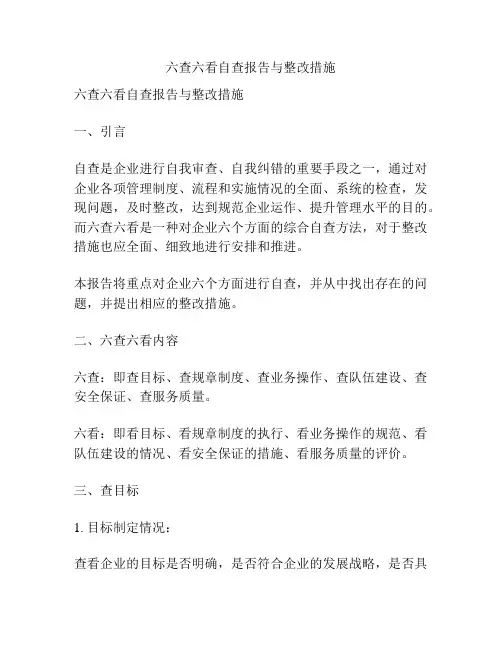 六查六看自查报告与整改措施