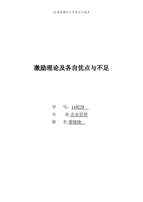 45激励理论以及优点与缺点