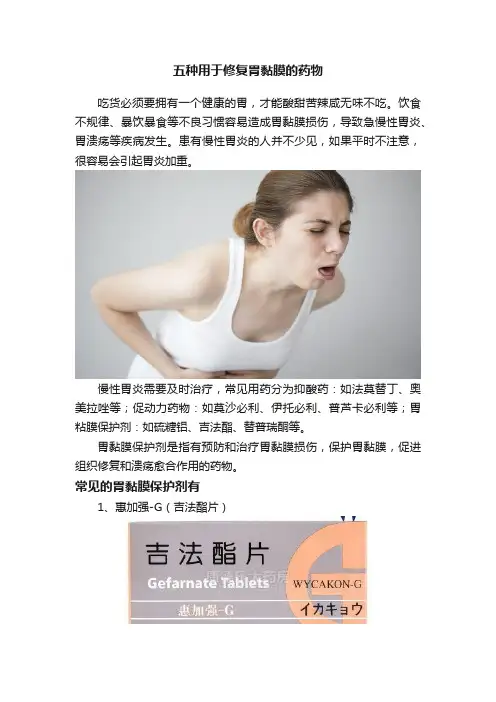 五种用于修复胃黏膜的药物