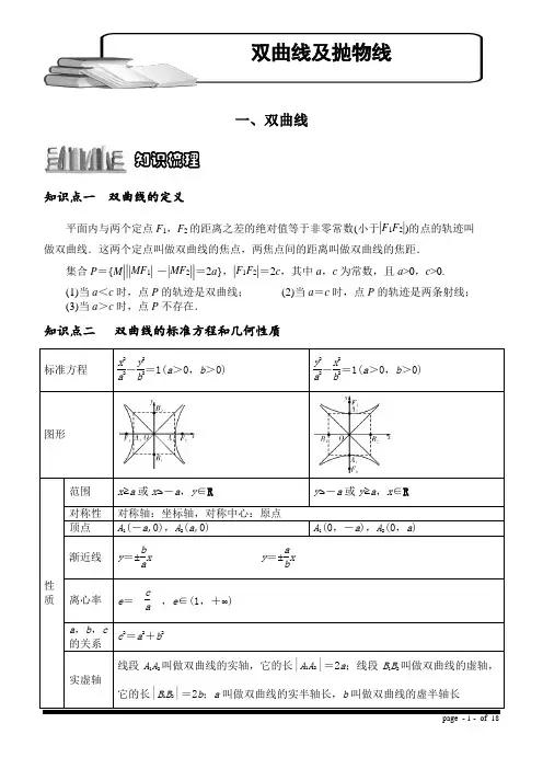 双曲线及抛物线