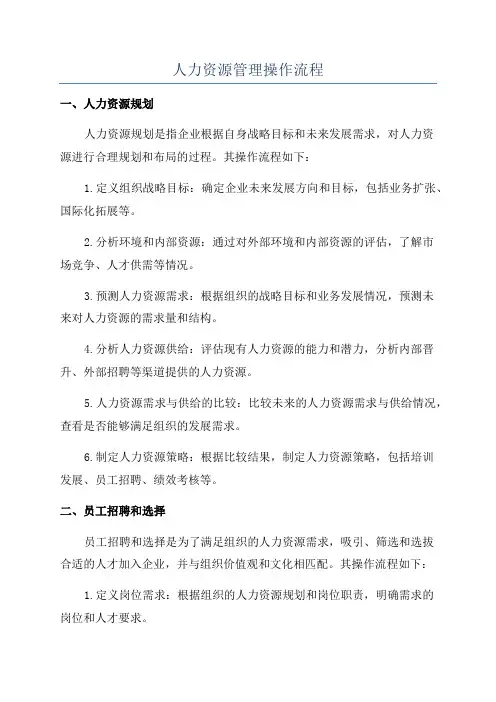 人力资源管理操作流程