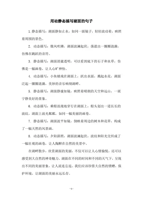用动静态描写湖面的句子