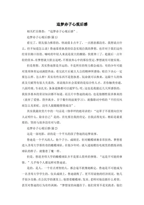 追梦赤子心观后感