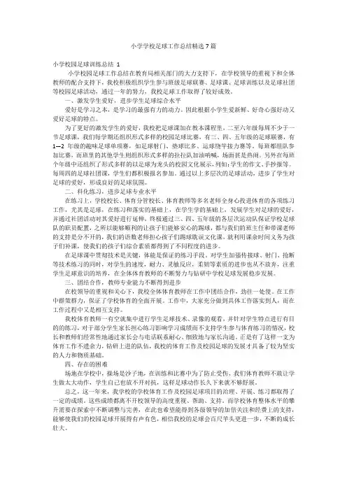 小学学校足球工作总结精选7篇