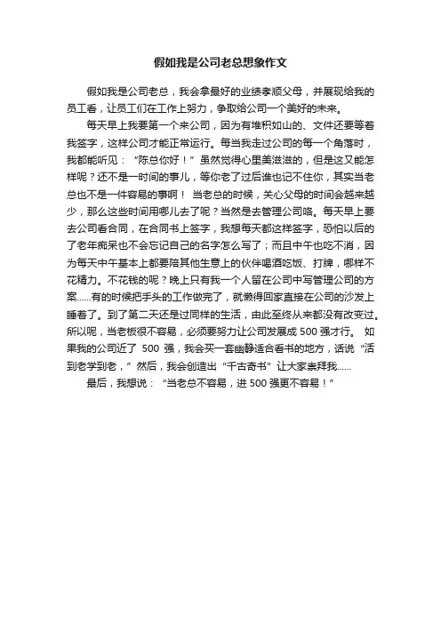 假如我是公司老总想象作文