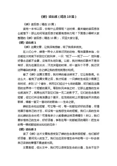 《蝉》读后感（精选10篇）