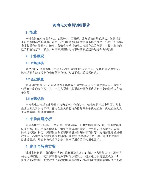 河南电力市场调研报告