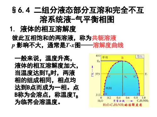 二组分液态部分互溶和完全不互溶系统液-气平衡相图精品PPT课件