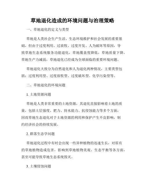 草地退化造成的环境问题与治理策略