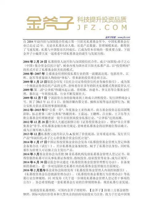 中国私募基金发展历史