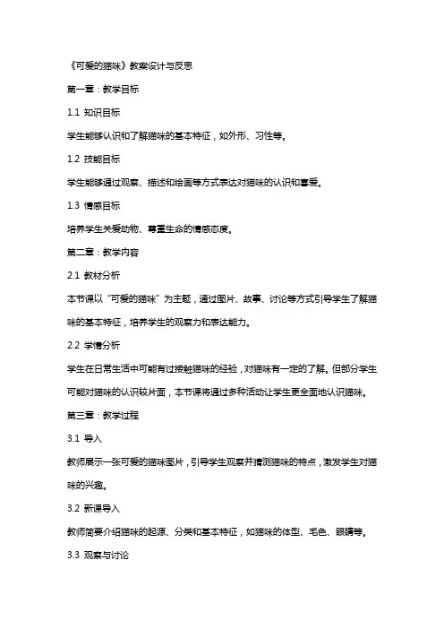 《可爱的猫咪》教案设计与反思