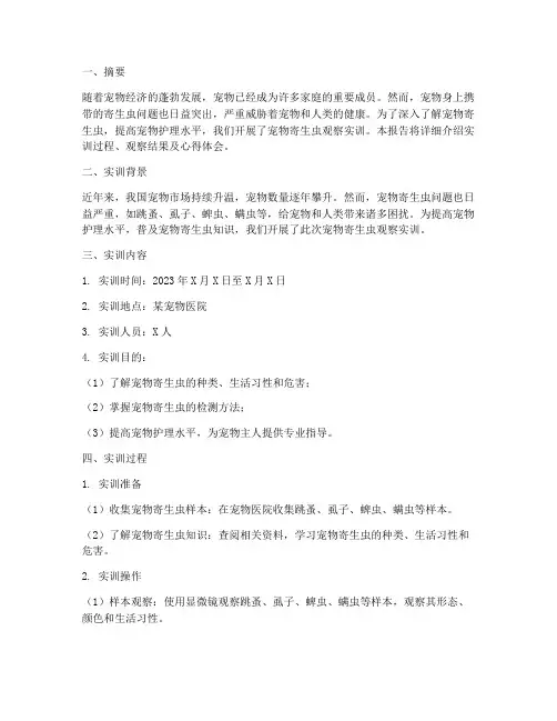 宠物寄生虫观察实训报告