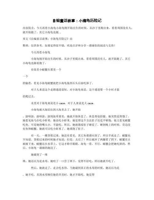 自编童话故事：小海龟历险记