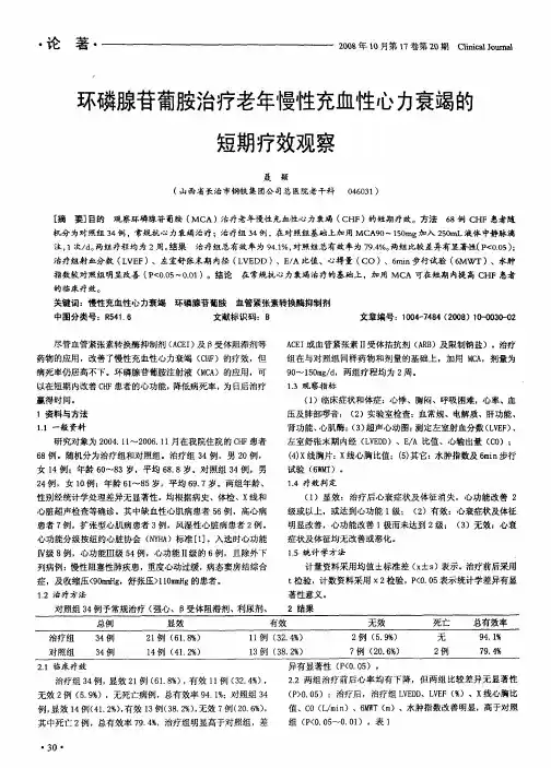 环磷腺苷葡胺治疗老年慢性充血性心力衰竭的短期疗效观察