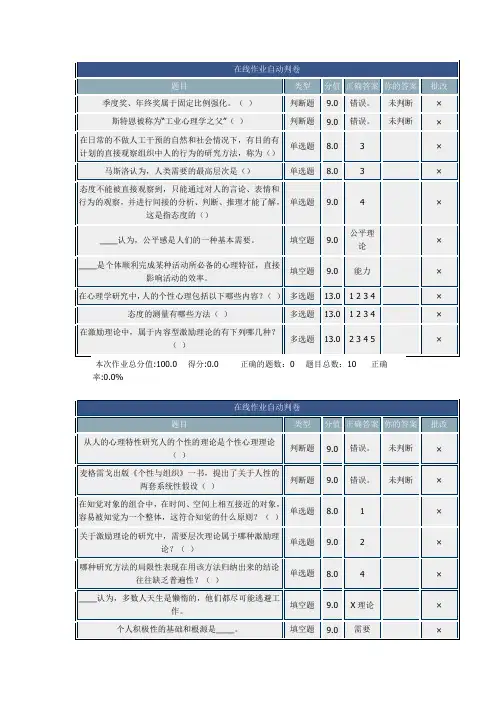 北理 管理心理学 在线作业