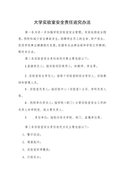 大学实验室安全责任追究办法